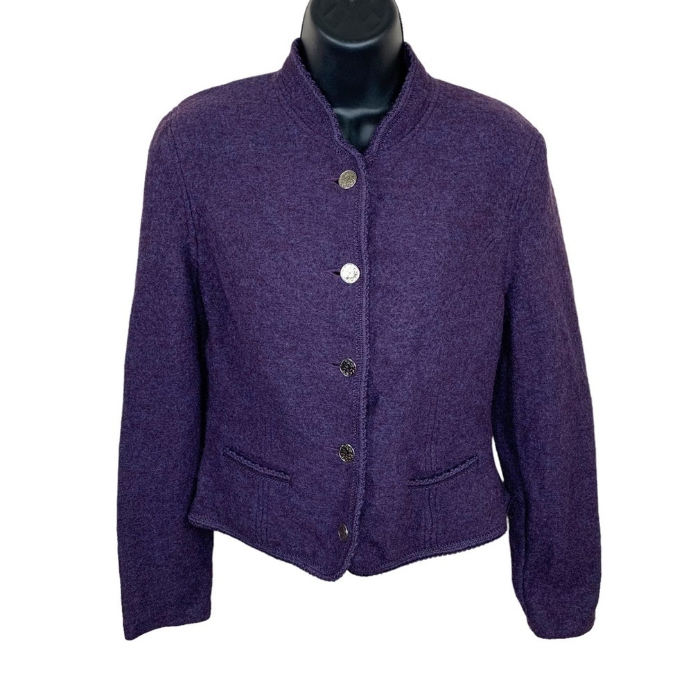 Small Vintage Pure Wool Long Sleeve Jacket Coat Cropped Silver Buttons